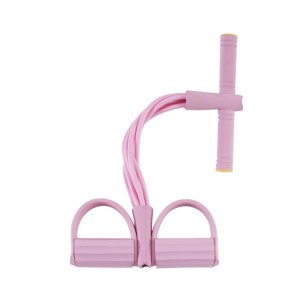 Elastisk sit up Pull Rope Abdominal træner, 4-rør Elastisk sidde op Pull Rope med fodpedal Fitness Stretching Slimming Training Yoga Equipment